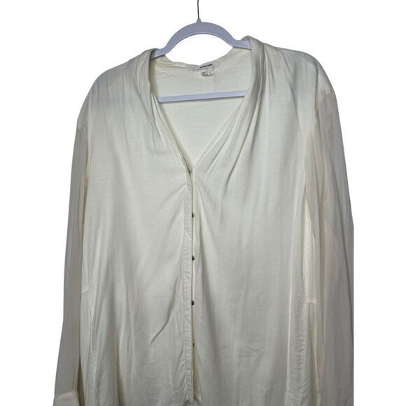 Helmut Lang White Silk Asymmetrical Tunic Blouse Size L Designer Minimalist - Picture 2 of 9